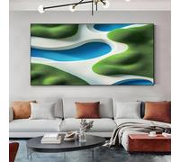 SKOEUI Abstract Golf Course Framed Canvas Wall Art Green Modern Abstract Painting for Living Room, Bedroom Wall Decor - Ready to Hang Artwork for Home & Office 50x100 cm