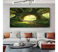 SKOEUI Abstract Plants And Trees Unframed Canvas Wall Art Green Modern Abstract Painting for Living Room, Bedroom Wall Decor - Great Gift Idea for Special Occasions 50x100 cm