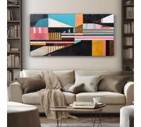 SKOEUI Abstract Striped Wall Art for Living Room Large Patchwork Rectangle Framed Wall Art 80x120 cm Modern Artwork for Home Bedroom Office Hallway Decoration Ready to Hang