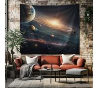 SKOEUI Aesthetic Sci Fi Galaxy Tapestry for Bedroom Space Planet Wall Hanging for Living Room Decor Black Wall Art Dorm Room Decorations, 150x130 cm