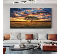 SKOEUI African Trees Unframed Canvas Wall Art Gold Modern Abstract Painting for Living Room, Bedroom Wall Decor - Great Gift Idea for Special Occasions 50x100 cm