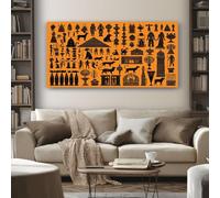 SKOEUI Ancient Egyptian Hieroglyphs Wall Art for Living Room Large Ethnic Silhouette Framed Wall Art 80x120 cm Modern Artwork for Home Bedroom Office Hallway Decoration Ready to Hang