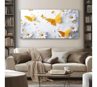 SKOEUI Animal Butterfly Wall Art for Living Room Floral Daisy Large Framed Canvas Paintings 60x120 cm Abstract Pictures and Prints, Modern Artwork for Bedroom Bathroom Home Decorations