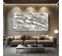 SKOEUI Baroque Flowers Framed Canvas Wall Art Gray Modern Abstract Painting for Living Room, Bedroom Wall Decor - Ready to Hang Artwork for Home & Office 50x100 cm