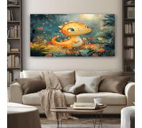 SKOEUI Cartoon Dinosaur Canvas Wall Art 50x100 cm Cute Monster Pictures for Living Room and Bedroom, Large Artwork Pictures on Canvas Ready to Hang for Home Office Wall Decoration
