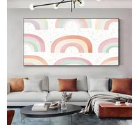 SKOEUI Cartoon Rainbow Canvas Wall Art Decor Pink Framed Picture Painting on Canvas for Living Room and Bedroom Walls Modern Artwork for Home Office 80x120 cm