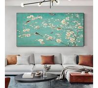 SKOEUI Chinese Plum Blossom Unframed Canvas Wall Art Green Modern Abstract Painting for Living Room, Bedroom Wall Decor - Great Gift Idea for Special Occasions 50x100 cm