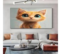SKOEUI Cute Cat Canvas Wall Art Decor Cartoon Kitten Framed Picture Painting on Canvas for Living Room and Bedroom Walls Modern Artwork for Home Office 50x100 cm