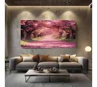 SKOEUI Dream Cherry Blossom Forest Framed Canvas Wall Art Pink Modern Abstract Painting for Living Room, Bedroom Wall Decor - Ready to Hang Artwork for Home & Office 50x100 cm