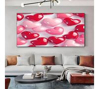 SKOEUI Dream Heart Framed Canvas Wall Art Pink Modern Abstract Painting for Living Room, Bedroom Wall Decor - Ready to Hang Artwork for Home & Office 50x100 cm