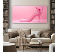 SKOEUI Dreamy High Heels Canvas Wall Art 70x140 cm Pink Butterfly Wooden Framed Wall Pictures Large Painting Prints for Bedroom Bathroom Living Room Walls Home Decor