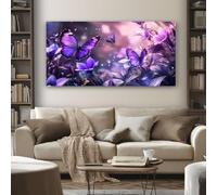 SKOEUI Fantasy Butterfly Canvas Wall Art 80x160 cm Floral Flower Frameless Wall Pictures Large Painting Prints for Bedroom Bathroom Living Room Walls Home Decor