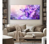 SKOEUI Fantasy Butterfly Frameless Canvas Wall Art, Floral Flower Painting on Canvas Prints 60x120 cm Large Pictures Artwork for Living Room Bedroom Home Office Wall Decoration