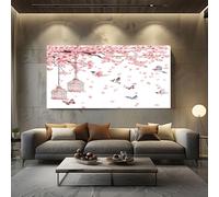 SKOEUI Fantasy Cherry Blossom Framed Canvas Wall Art Pink Modern Abstract Painting for Living Room, Bedroom Wall Decor - Ready to Hang Artwork for Home & Office 50x100 cm