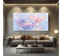 SKOEUI Fantasy Mermaid Canvas Wall Art Decor Lavender Framed Picture Painting on Canvas for Living Room and Bedroom Walls Modern Artwork for Home Office 80x120 cm
