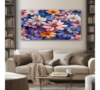 SKOEUI Floral Daisy Canvas Wall Art 70x140 cm Colorful Flower Wooden Framed Wall Pictures Large Painting Prints for Bedroom Bathroom Living Room Walls Home Decor