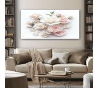 SKOEUI Floral Rose Frameless Canvas Wall Art, Romantic Flower Painting on Canvas Prints 60x120 cm Large Pictures Artwork for Living Room Bedroom Home Office Wall Decoration