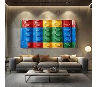 SKOEUI Geometric Building Blocks Unframed Canvas Wall Art Multicolored Modern Abstract Painting for Living Room, Bedroom Wall Decor - Great Gift Idea for Special Occasions 50x100 cm