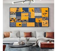 SKOEUI Geometric Patchwork Canvas Wall Art Decor Earth-Colored Unframed Picture Painting on Canvas for Living Room and Bedroom Walls Modern Artwork for Home Office 80x160 cm