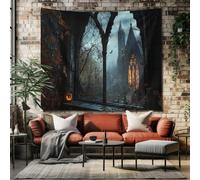 SKOEUI Gothic Castle Tapestry 150x130 cm Horror Pumpkin Tapestry Wall Hanging Throw College Dorm Decor Tapestries Room Art Home Decoration Gift Bedroom Decor Living Room Door