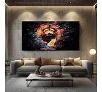 SKOEUI Graffiti Lion Canvas Wall Art Multicolored Wall Art for Living Room Decor Pictures for Bedroom, Office, or Hallway Walls Unframed 60x120 cm
