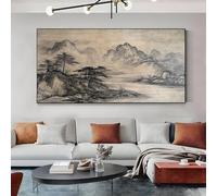 SKOEUI Ink Painting Mountain Large Canvas Wall Art 60x120 cm Chinese Pine Tree Pictures for Living Room Decor Modern Frameless Pictures for Bedroom, Home & Office Wall Decoration