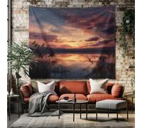 SKOEUI Landscape Sunset Wall Tapestry Hanging Nature Lake Tapestries Light Red Decor for Bedroom, Dorm Room Aesthetic Wall Blanket for Living Room 200x150 cm