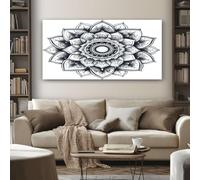 SKOEUI Mandala Pattern Wall Art for Living Room 80x120 cm Large Floral Lotus Wall Pictures Decoration, Modern Abstract Paintings for Bedroom Office Home, With Frame