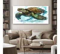 SKOEUI Marine Life Sea Turtle Canvas Wall Art 50x100 cm Ocean Animal Pictures for Living Room and Bedroom, Large Artwork Pictures on Canvas Ready to Hang for Home Office Wall Decoration