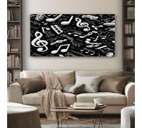 SKOEUI Music Musical Note Framed Canvas Wall Art, Abstract Symbol Painting on Canvas Prints 50x100 cm Large Pictures Artwork for Living Room Bedroom Home Office Wall Decoration