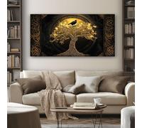 SKOEUI Mythical Tree Canvas Wall Art 70x140 cm Fantasy Crow Wooden Framed Wall Pictures Large Painting Prints for Bedroom Bathroom Living Room Walls Home Decor