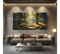 SKOEUI Nature Forest Framed Canvas Wall Art Brown Modern Abstract Painting for Living Room, Bedroom Wall Decor - Ready to Hang Artwork for Home & Office 50x100 cm
