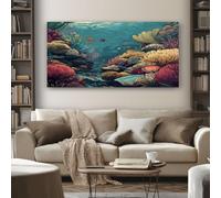 SKOEUI Oceanic Coral Reef Canvas Wall Art 80x160 cm Marine Life Fish Frameless Wall Pictures Large Painting Prints for Bedroom Bathroom Living Room Walls Home Decor