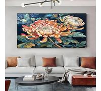 SKOEUI Oil Painting Chrysanthemum Large Canvas Wall Art 60x120 cm Floral Flower Pictures for Living Room Decor Modern Frameless Pictures for Bedroom, Home & Office Wall Decoration