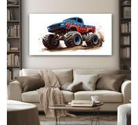 SKOEUI RacingMonster Truck Framed Canvas Wall Art, ExtremeOff Road Painting on Canvas Prints 50x100 cm Large Pictures Artwork for Living Room Bedroom Home Office Wall Decoration