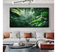 SKOEUI Rainforest Palm Trees Unframed Canvas Wall Art Green Modern Abstract Painting for Living Room, Bedroom Wall Decor - Great Gift Idea for Special Occasions 50x100 cm