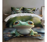 SKOEUI Realistic Frog Duvet Cover Sets Double Bedding Set With Pillowcases Microfibre Soft Lightweight Quilt Cover Hypoallergenic Bedding Easy Care Bed Sets Bedroom Dorm Decor Moss Green