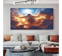 SKOEUI Religious Jesus Canvas Wall Art Decor Blue Unframed Picture Painting on Canvas for Living Room and Bedroom Walls Modern Artwork for Home Office 80x160 cm