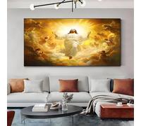 SKOEUI Religious Jesus Canvas Wall Art Decor Gold Unframed Picture Painting on Canvas for Living Room and Bedroom Walls Modern Artwork for Home Office 80x160 cm