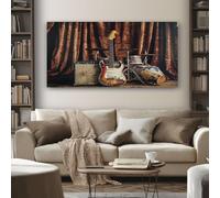 SKOEUI Retro Guitar Wall Art for Living Room Music Rock Concert Large Canvas Wall Art 60x120 cm Pictures for Bedroom Home Office Decoration with Wooden Frame Ready to Hang