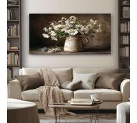 SKOEUI Rustic Daisy Wall Art for Living Room Farmhouse Flower Large Framed Canvas Paintings 60x120 cm Abstract Pictures and Prints, Modern Artwork for Bedroom Bathroom Home Decorations