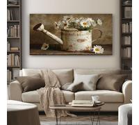 SKOEUI Rustic Floral Canvas Wall Art 70x140 cm Vintage Daisy Wooden Framed Wall Pictures Large Painting Prints for Bedroom Bathroom Living Room Walls Home Decor