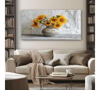 SKOEUI Rustic Sunflower Wall Art for Living Room Country Flower Large Canvas Wall Art 60x120 cm Pictures for Bedroom Home Office Decoration with Wooden Frame Ready to Hang