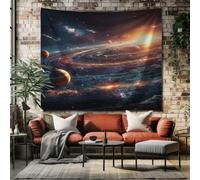 SKOEUI Sci Fi Galaxy Wall Art Tapestry Space Planet Home Decorations for Living Room Black Decor for Bedroom & Dorm Large Aesthetic Wall Hanging, 200x200 cm