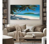 SKOEUI Tropical Beach Frameless Canvas Wall Art, Coastal Palm Tree Painting on Canvas Prints 60x120 cm Large Pictures Artwork for Living Room Bedroom Home Office Wall Decoration