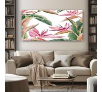 SKOEUI Tropical Flower Frameless Canvas Wall Art, Floral Leaves Painting on Canvas Prints 60x120 cm Large Pictures Artwork for Living Room Bedroom Home Office Wall Decoration