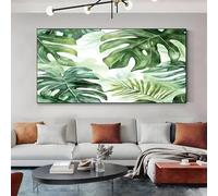 SKOEUI Tropical Monstera Canvas Wall Art Light Green Artwork Framed Wall Art for Home, Office, Living Room, Bedroom Decoration, Great Gift Idea for Special Occasions 70x140 cm
