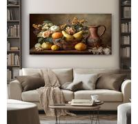SKOEUI Vintage Fruits Frameless Canvas Wall Art, Floral Flowers Painting on Canvas Prints 60x120 cm Large Pictures Artwork for Living Room Bedroom Home Office Wall Decoration