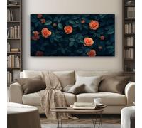 SKOEUI Vintage Rose Framed Canvas Wall Art, Romance Love Petal Painting on Canvas Prints 50x100 cm Large Pictures Artwork for Living Room Bedroom Home Office Wall Decoration