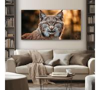 SKOEUI Wildlife Bobcat Wall Art for Living Room Nature Feline Large Framed Canvas Paintings 60x120 cm Abstract Pictures and Prints, Modern Artwork for Bedroom Bathroom Home Decorations